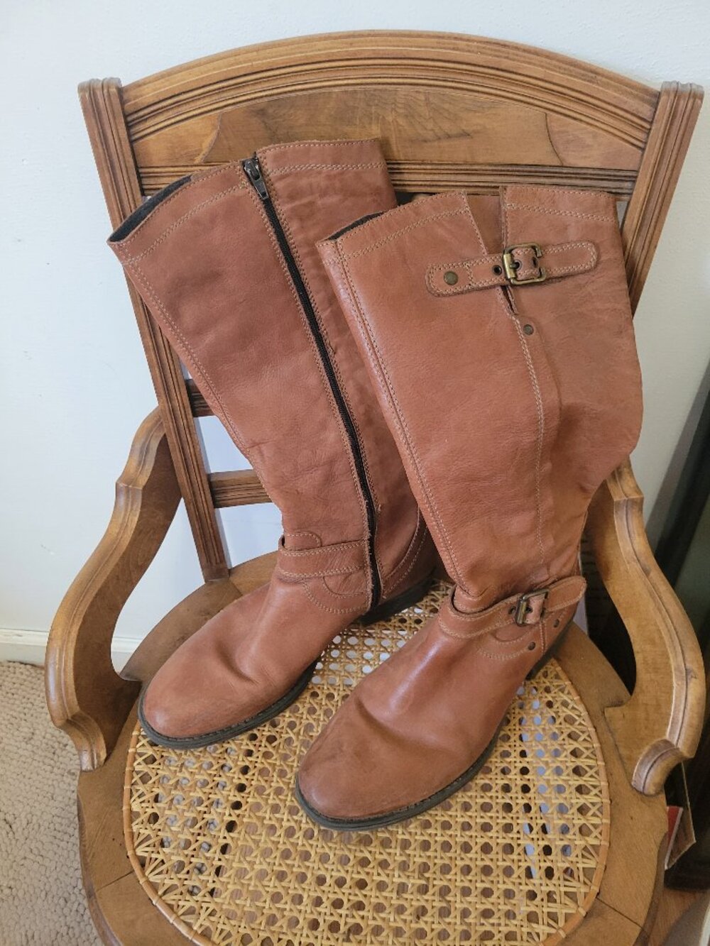 Eric Michael All Leather Brown Boots Size Zipper